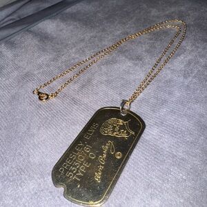 Gold Tone Elvis Presley Dog Tag Necklace‎ Type O